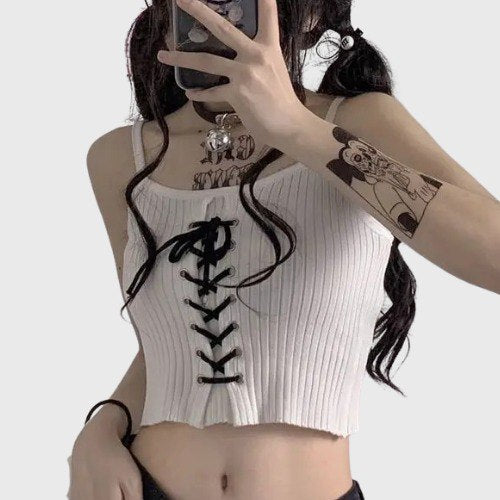 Crop Débardeur à Lacets