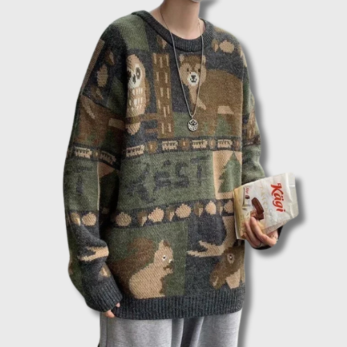 Pull Coréen Homme Imprimé