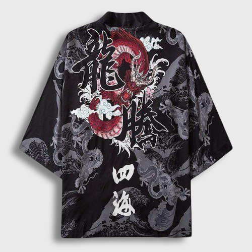 Kimono Streetwear Dragon Rouge