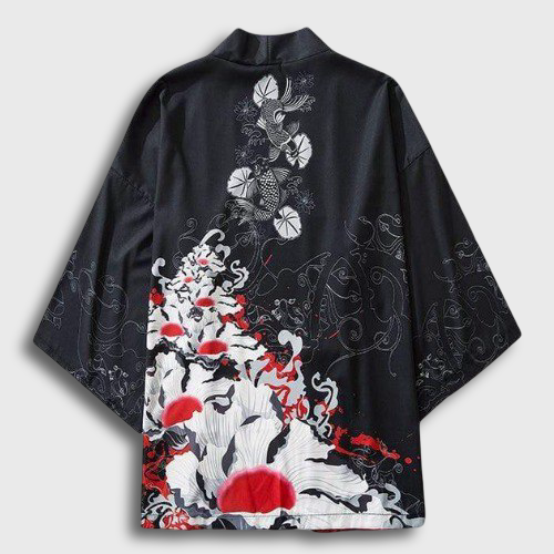 Kimono Streetwear Red Flowers