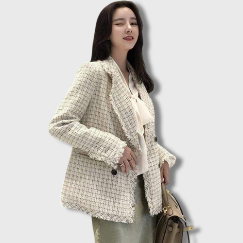 Blazer Noir Carreaux Chic