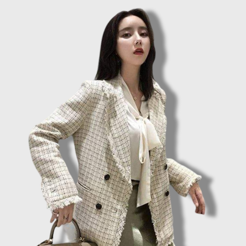 Blazer Noir Carreaux Chic