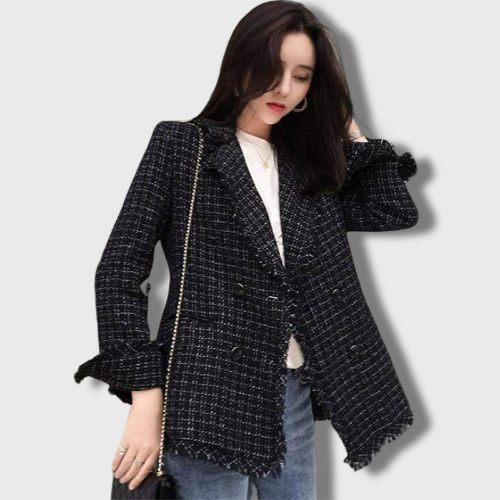 Blazer Noir Carreaux Chic